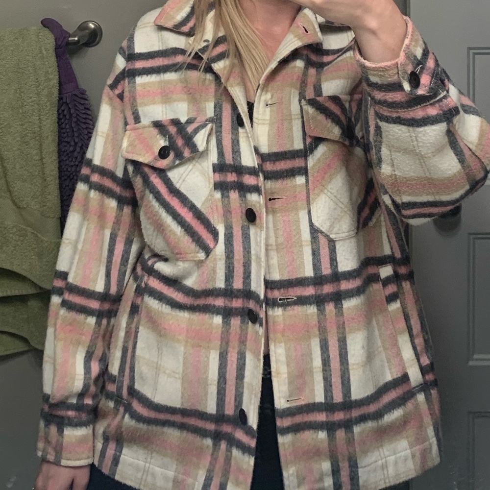 Zara Shacket Pink Plaid